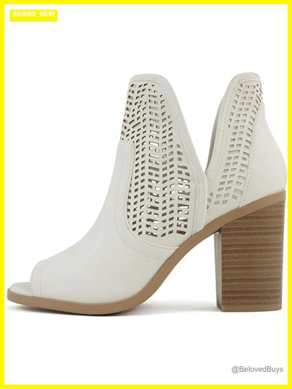 Peep Toe Closed-Back Geometric Cut High Heel Ankle Boots